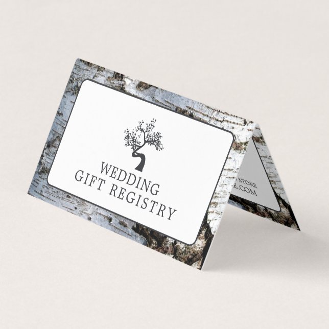 Visita Árvore de Birch Rustic com Cartão de Registro de P (Frente)