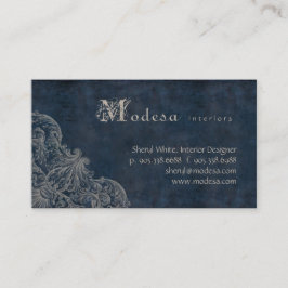 Visita Azul antigo do design de interiores do cartão de