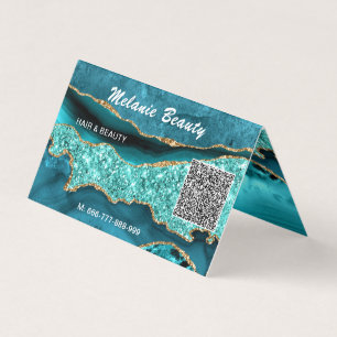 Visita Azul Teal Aqua Turquoise Código QR Cartão de visit