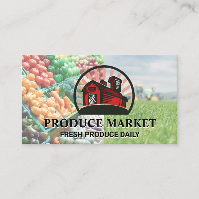 Visita Barn | Grocery Store Produce Stand Cartão de visit (Frente)