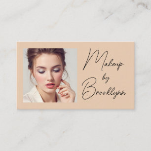 Visita Blush Bege Preto Script Foto Maquiagem Cartão de N