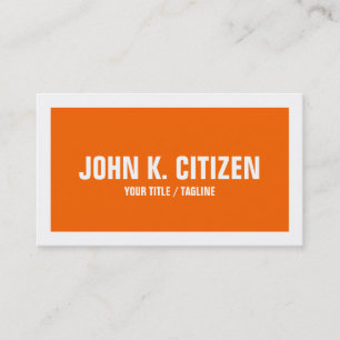 Visita Bold Simple Orange and White Border Cartão de vis