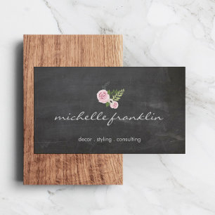 Visita Buquê FLORAL FRANCÊS no CHALKBOARD Cartão de visit