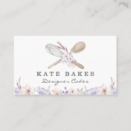 Visita Cake Baking Chef Floral Watercolor Cartão de visit