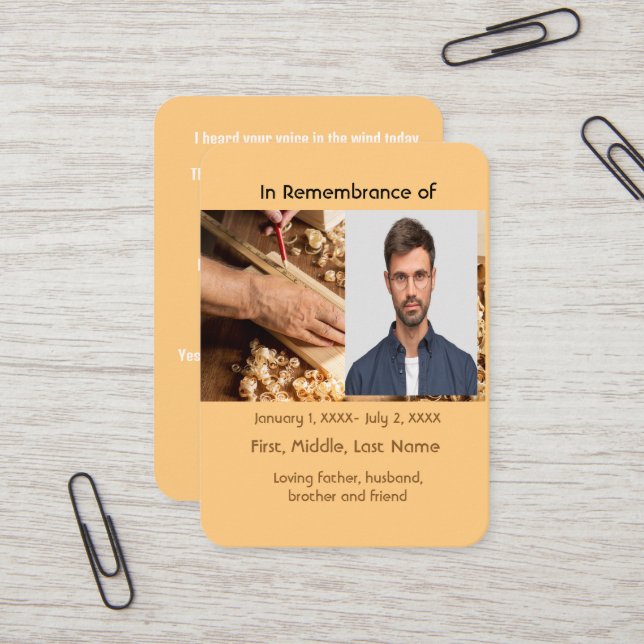 Visita Carpintaria de madeira de cartão de bolso memorial (Frente/Verso In Situ)