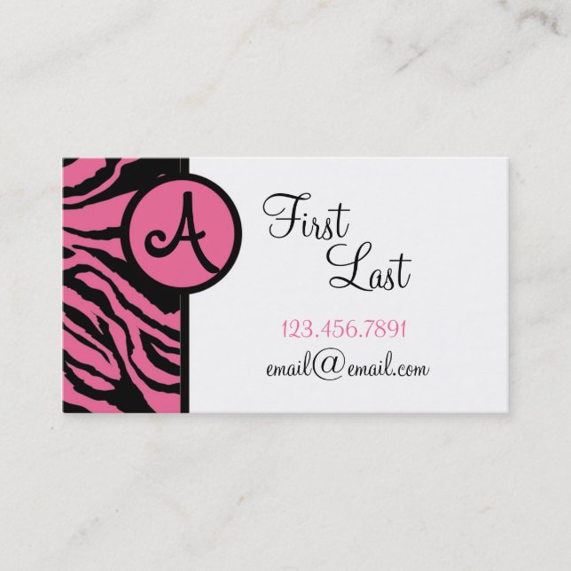 Visita Cartão adolescente de Businss da zebra cor-de-rosa (Frente)