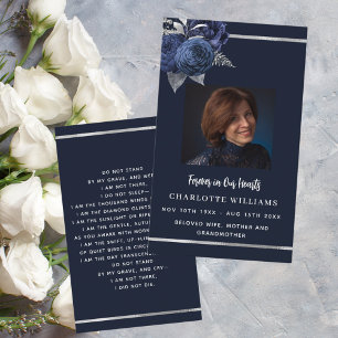 Visita Cartão azul branco de oração floral funerária