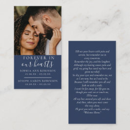 Visita Cartão Azul de Oração Azul Funeral com Fotografia 