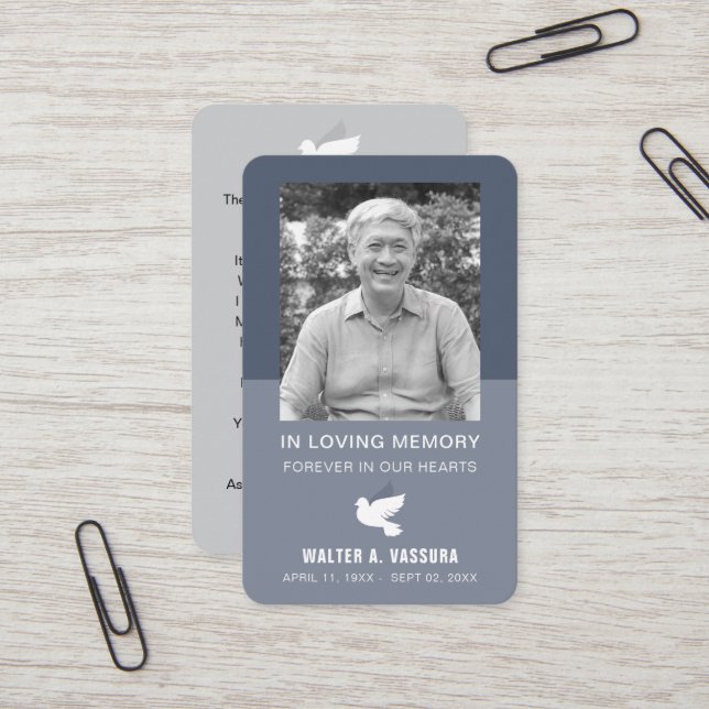 Visita Cartão com fotos de Dove do Memorial Funeral (Frente/Verso In Situ)
