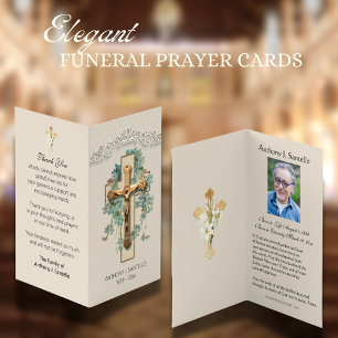 Visita Cartão com fotos de oração Dourada de crucifixo ca