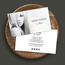 Visita Cartão com fotos Fotográfico de Salão de Madeira B