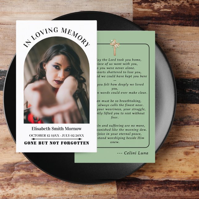 Visita Cartão com fotos Simples de Oração para Memorial F (Simple Funeral Memorial Prayer Photo Card)