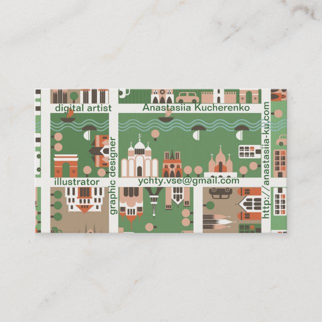 Visita cartão conhecido de mapa dos desenhos animados (Frente)