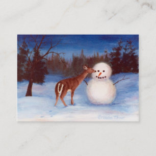 Visita Cartão da arte dos cervos e do boneco de neve da