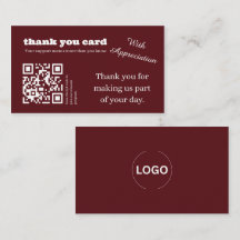 Cartão de Agradecimento Burgundy Elegante com Códi