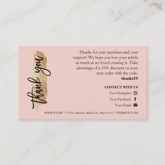 Visita Cartão de Agradecimento Candle Care Dourado Gliter (Frente)