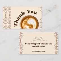 Cartão de Agradecimento de Café com Arte de Latte