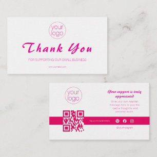 Visita Cartão de agradecimento QR com logotipo de pequena