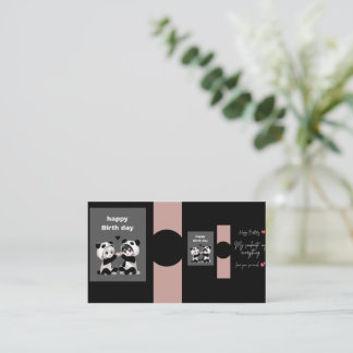 Visita Cartão de Aniversário de Panda Fofo | Preto Estéti