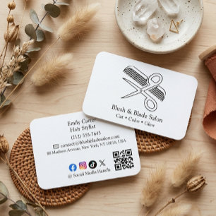 Visita Cartão de Artista de Cabelo Minimalista Moderno co