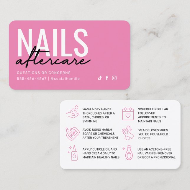 Visita Cartão de assistência para Unhas rosa e preta (Frente/Verso)