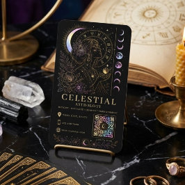 Visita Cartão de Astrologia Celestial Luxo Preto e Dourad