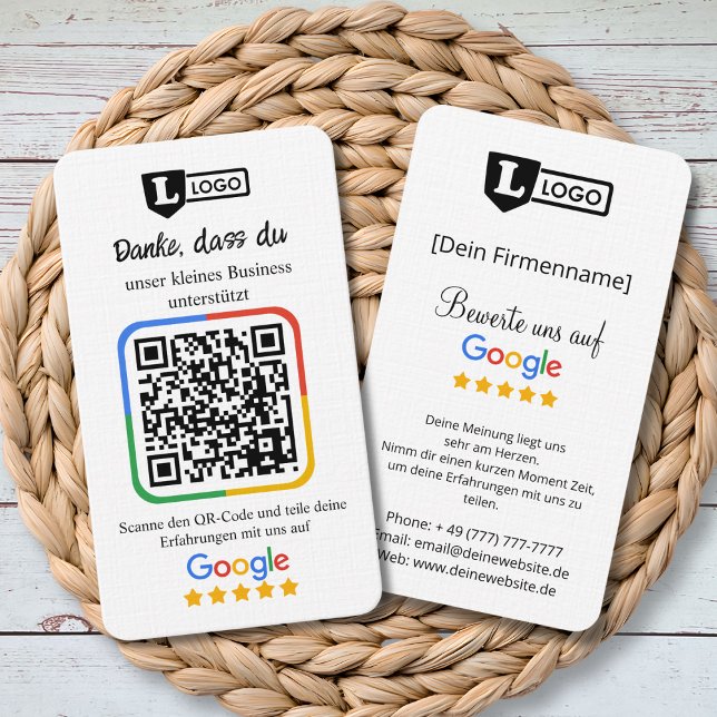 Visita Cartão de avaliação do Google com código QR (Google Bewertungskarte)