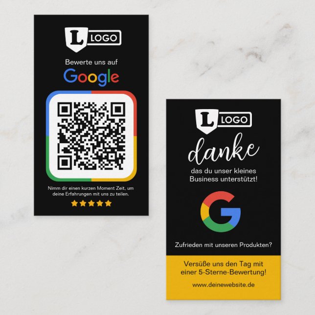 Visita Cartão de avaliação do Google com código QR (Frente/Verso)