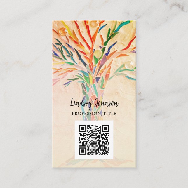 Visita Cartão de bege profissional de código QR (Frente)