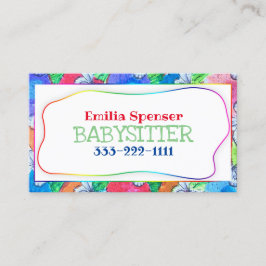 Visita Cartão de Borboleta Colorida Babysitting & Child C