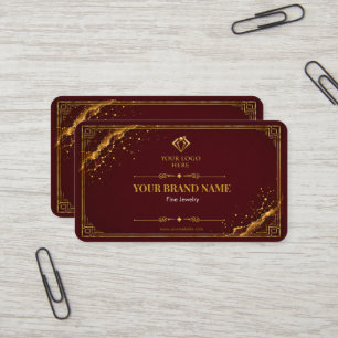 Visita Cartão de Brindes de Luxo Burgundy Dourado Quadrad