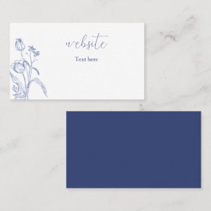 Visita Cartão de casamento floral azul