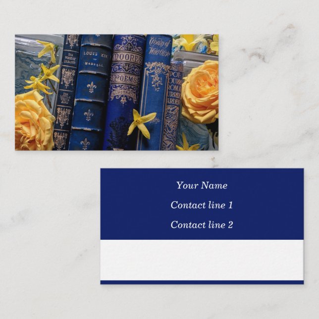 Visita Cartão de Chamada Linda de Espinhos de Livro (Azul (Frente/Verso)