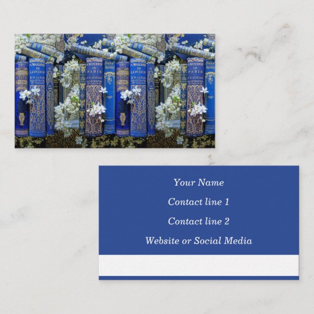 Visita Cartão de Chamada Linda de Espinhos de Livro (Azul (Frente/Verso)