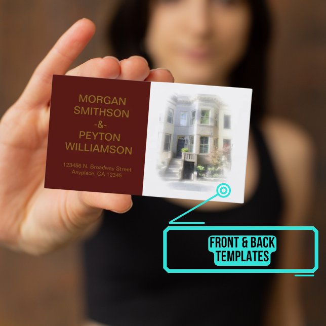 Visita Cartão de Chamada para casais - Foto w Borda Burga (This design has easily customizable templates for text and photo.)