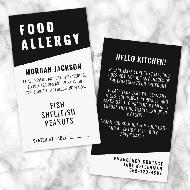 Visita Cartão de Chef de Alergia Alimentar (Food Allergy Chef Card)