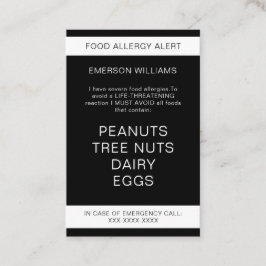 Visita Cartão de Chef Personalizado de Alerta de Alergia 