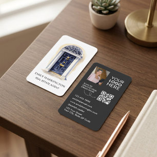 Visita Cartão de Código QR de Aquarela de Porta de Naval