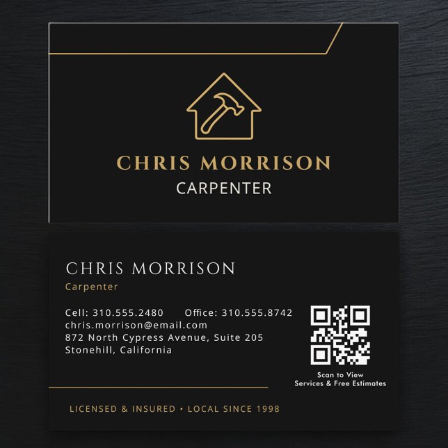 Visita Cartão de Código QR de Carpintaria (Criador carregado)