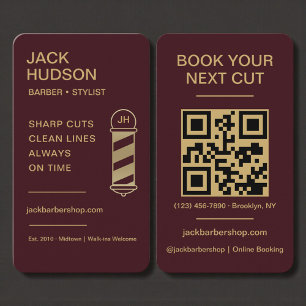 Visita Cartão de Código QR de Corte de Cabelo Barbershop