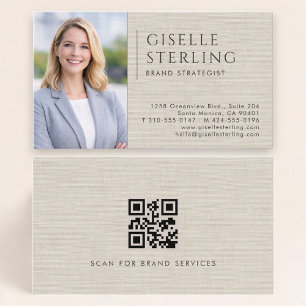 Visita Cartão de Código QR de Foto de Lino do Estrategist