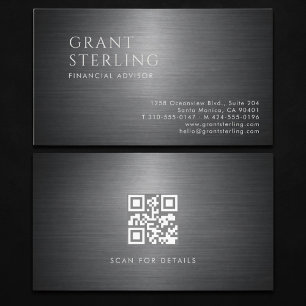 Visita Cartão de Código QR Metálico de Consultor Financei