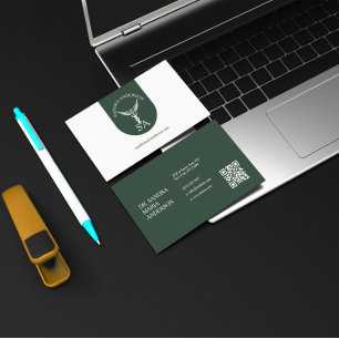 Visita Cartão de Código URL Médico Verde Escuro Minimalis