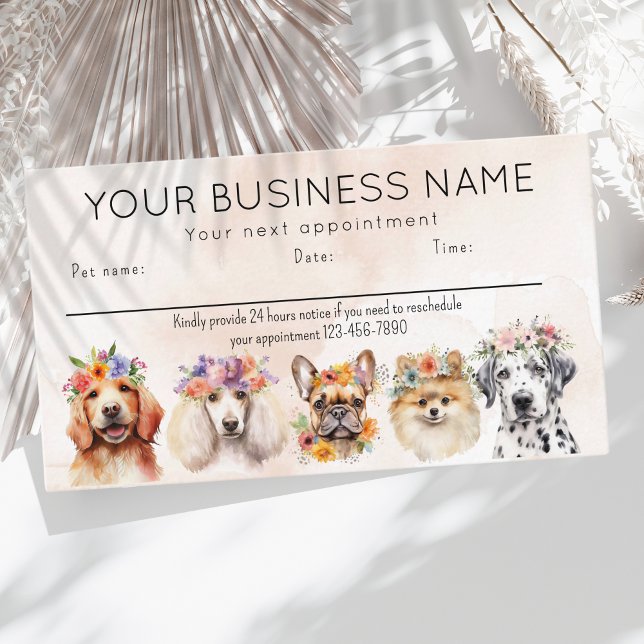 Visita Cartão de compromisso Cachorros-d'água flores, beg (Criador carregado)