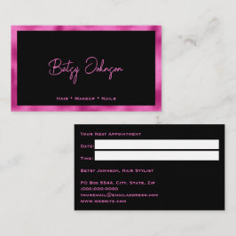 Visita Cartão de Compromisso de Folha Preta e Rosa Quente