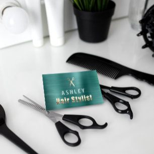Visita Cartão de Compromisso Dourado de Salão Stylist