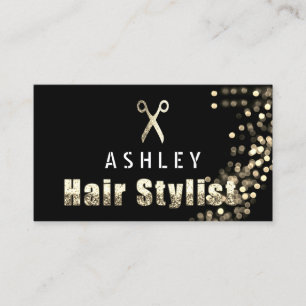 Visita Cartão de Compromisso Dourado Preto Salon Stylist