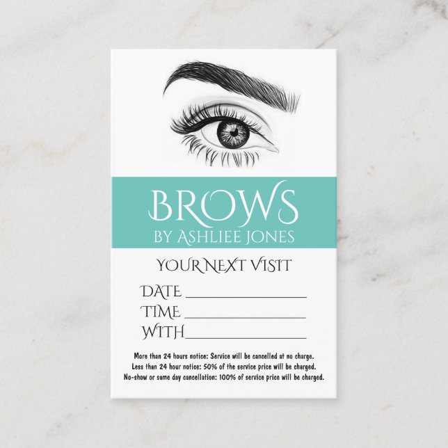 Visita Cartão de Compromisso Eyebrows Eyelashes Salão (Frente)