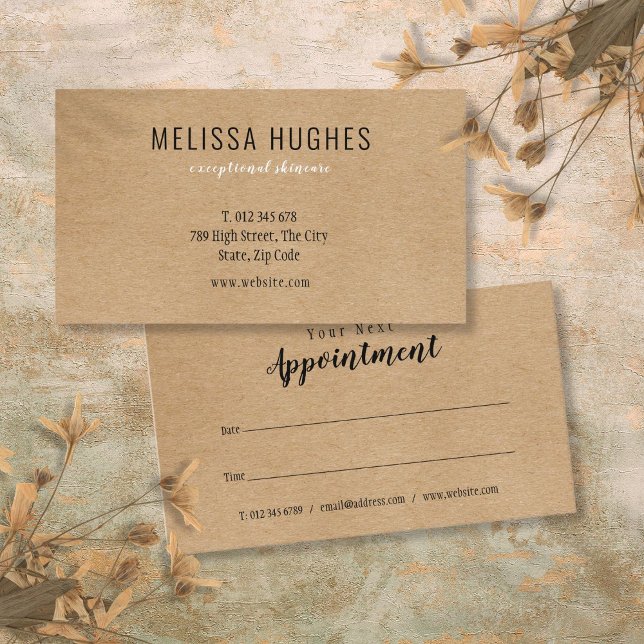 Visita Cartão de Compromisso Kraft Rústico Moderno Simple (Simple Modern Rustic Kraft Appointment Card)