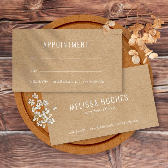 Visita Cartão de Compromisso Kraft Rústico Moderno Simple (Simple Modern Rustic Kraft Appointment Card)